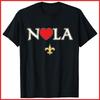 Love Nola New Orleans Fleur De Lis Heart Black Cotton T-Shirt Unisex T-Shirt