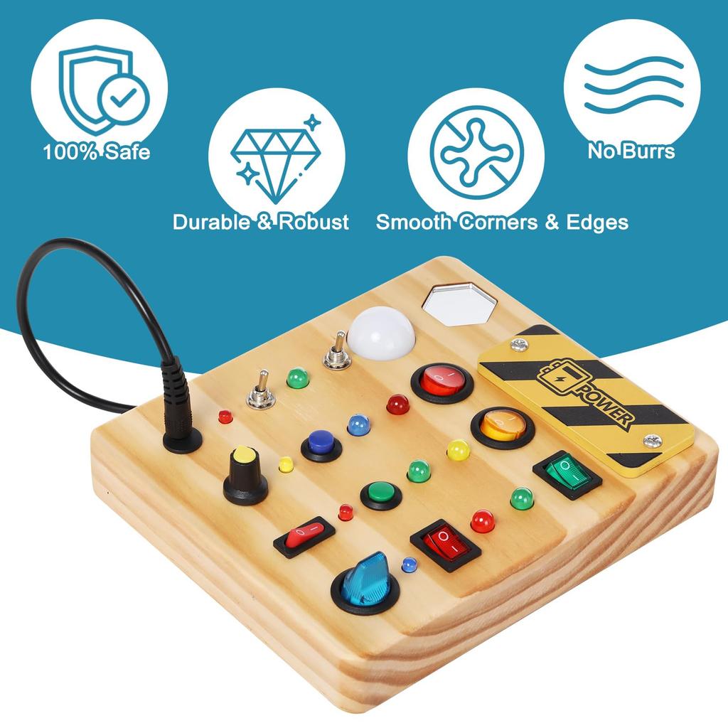 Busy Board Schalttafel Lernspielzeug für Geburtstag Montessori Sensoriktafel mit 12 Schaltern und 12 Kinder Weihnachtsspielzeug für Einjährige 2-Jährige,
