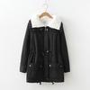 Autumn and Winter Mid-length Tooling Cotton-padded Jacket Women's Drawstring Waist Lamb Velvet Thick Warm Jacket