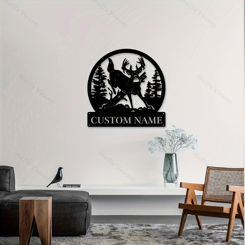 Exquisitely Tailored Metal Deer Wall Decor, Custom Name Iron Art, Contemporary Style for Outdoor Festive Use