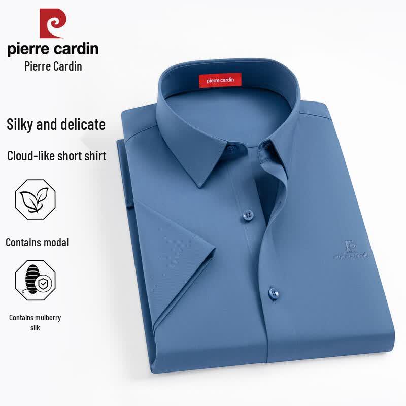 

Чоловіча сорочка Pierre Cardin з коротким рукавом, суміш шовку та модалу, стійка до складок 42