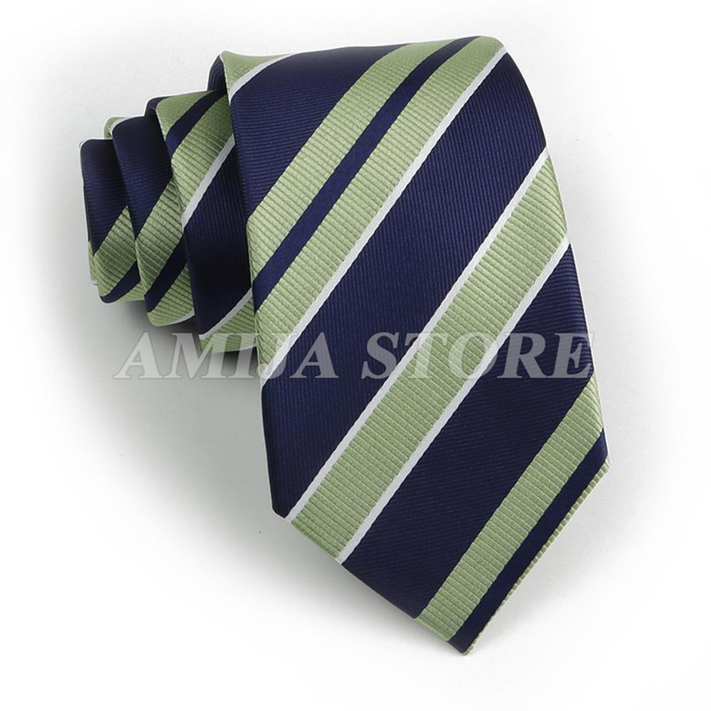 Men's Fashion Tie 7.5cm Tie Sage Green Orange Stripes Ties Business Meeting Suit Wedding Party Office Tie Men's Gift  Accessorie
