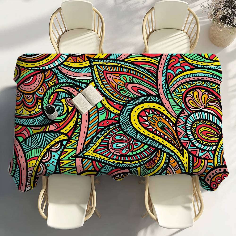 Klassischer Boho-Stil Tischdecke Partydekoration Esszimmer Zuhause Küche Terrassen Wasserdicht Fleckenabweisend Tischdecke