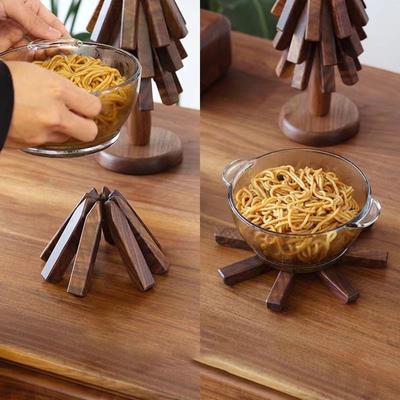 Wooden Trivets For  Dishes Insulation Pad Tree Shape Trivet Set Coaster For Teapot  Pots Halloween Christmas Gift