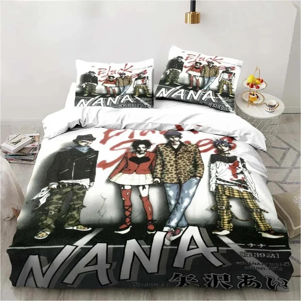 3D Print Cartoons Black Stone NANA Manga Bedding Set Printed With Pillowcase Duvet Cover Soft Queen King Size Bedclothes Home