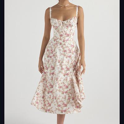 Summer Temperament, Solid Color, Fashionable, High-quality Suspender Dress, Medium Length Dress for Women