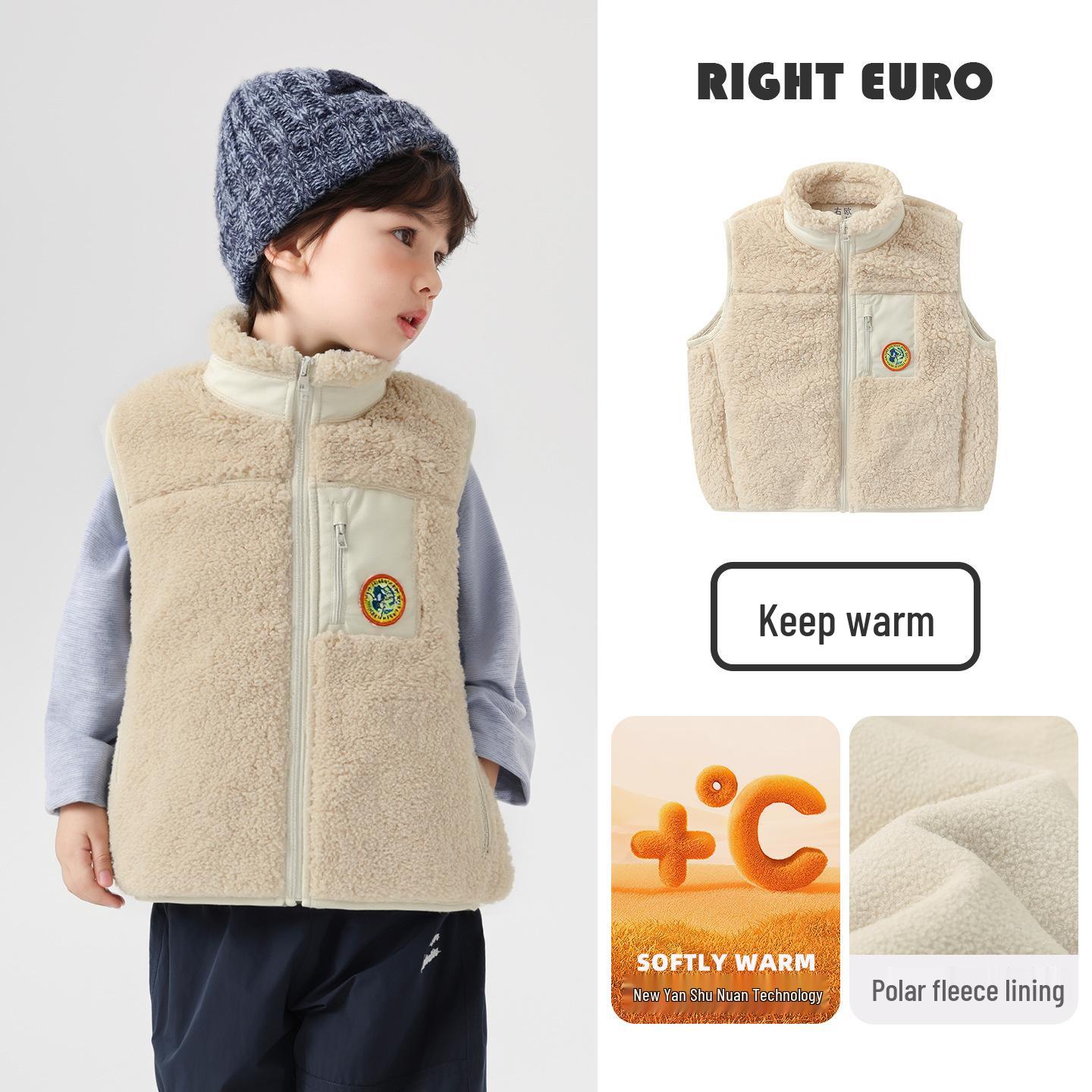 

European Boy s Reversible Plush Vest - New Autumn/Winter Style for Toddlers and Children, Plus Velvet for Extra Warmth. 120 cm