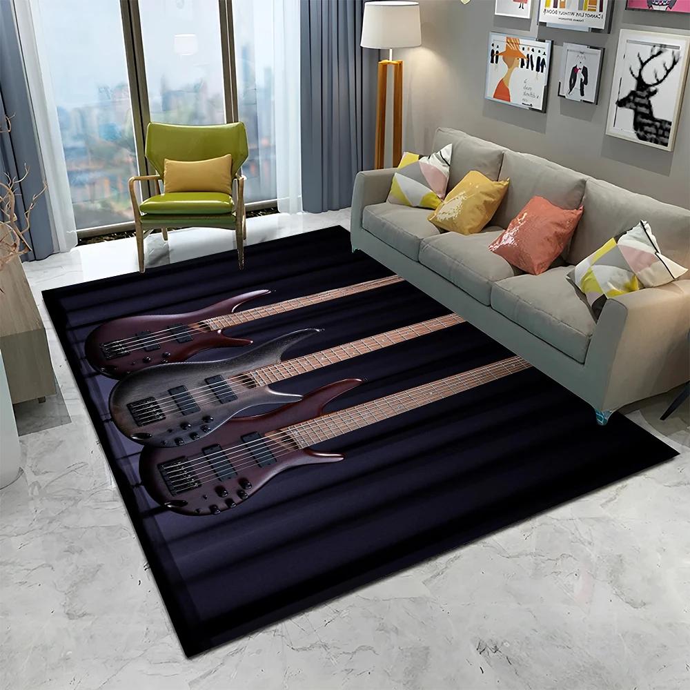 Electric Guitar 3D Classical Guitar Carpet Rug for Home Living Room Bedroom Sofa Doormat Decor,kids Area Rug Non-slip Floor Mat