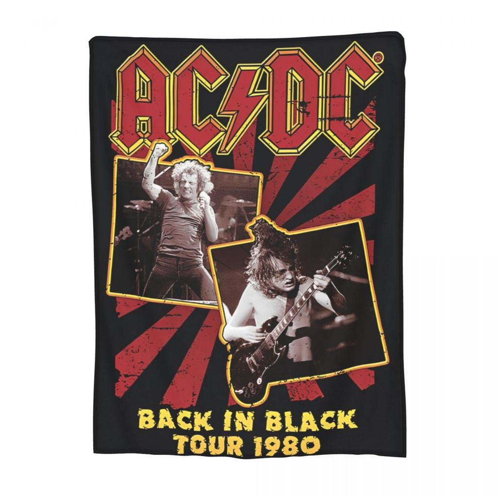 AC DC Music Band Cobertores Veludo Têxtil Decoração Portátil Super Quente Cobertores para Cama Escritório Tapete Peça