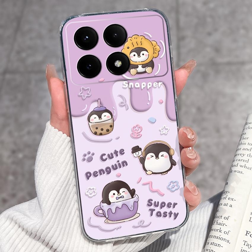 Case For Redmi K70e K60e K80 K70 K60 K50 K40 K30 K20 Pro K30i Cute Cartoon Piggy Pattern Phone Cover Transparent TPU Anti Fall Shell For Redmi Housing