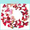 Sticker Mural Créatif Papillon Double Couche 3D Pour Mur de Fond de Chambre Art Mural