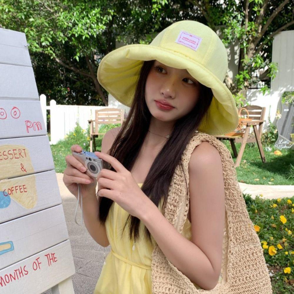 Dopamine Fisherman Hat with Drawstring Sun Protection Hat Summer Ladies Sun Hat Outdoor