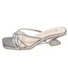 Skirt women's shoes cool 2025 formula head summer night new thick heel slippers outside wind sandals silver