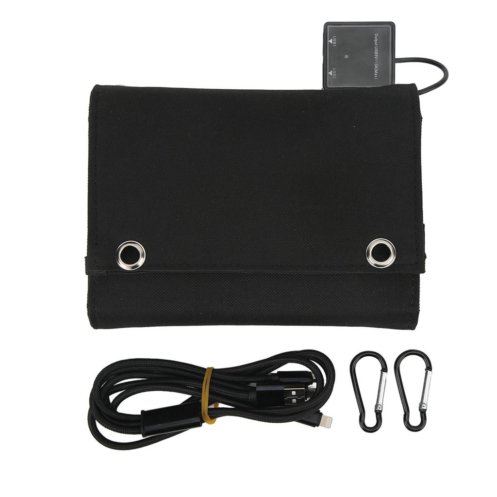 25W 5V Foldable Solar Charger Kit 8 Fold Solar Panels with 1 To 3 USB Charging Cable and Climbing