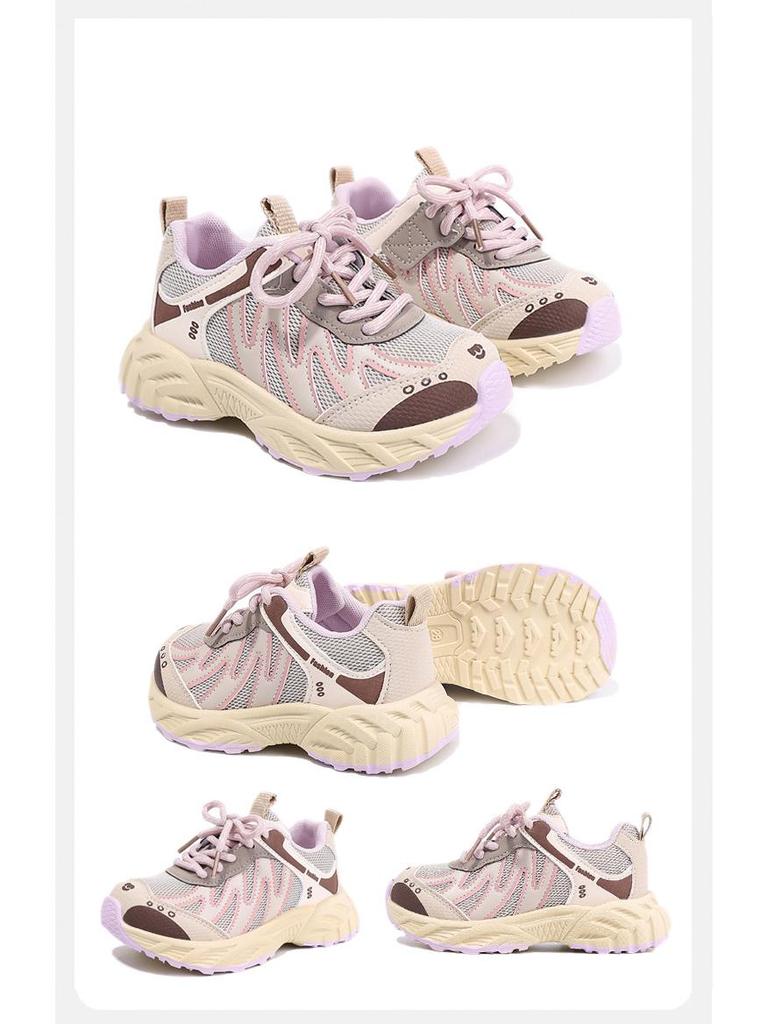 Kids' Silver Breathable Mesh Sneakers with Soft Soles - Lightweight Korean Style for Spring