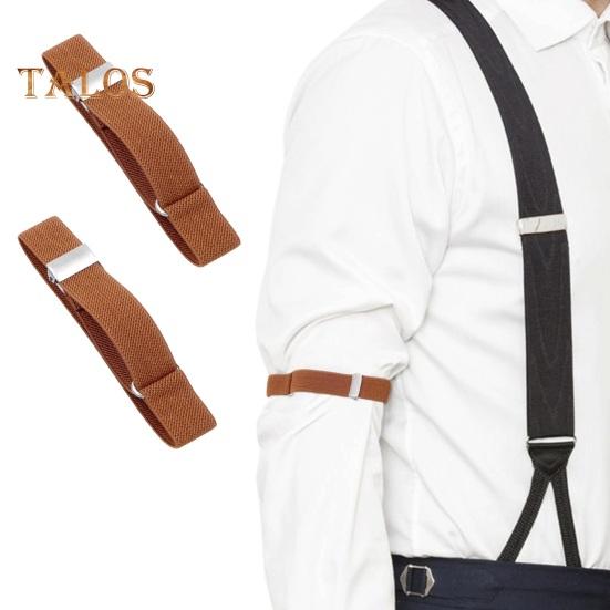 1 Pair Unisex Armband Adjustable Faux Leather 2CM Width Solid Color Elastic Shirt Sleeve Holder Arm Cuffs Bands Party Wedding Clothing Accessories