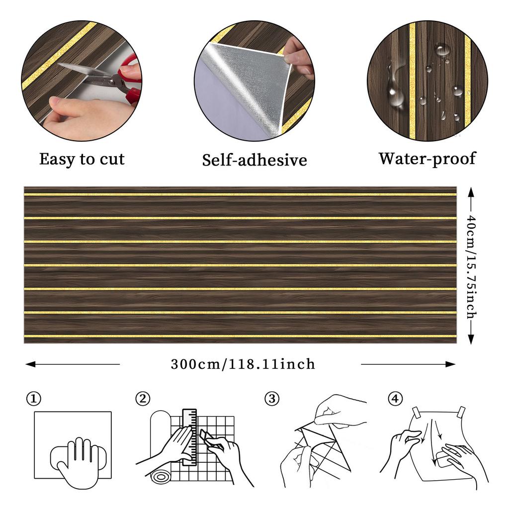 Thickened Faux Grille Self-Adhesive Fluted Panel Wallpaper Waterproof MoistureProof Home Accent Wall Renovation Sticker
