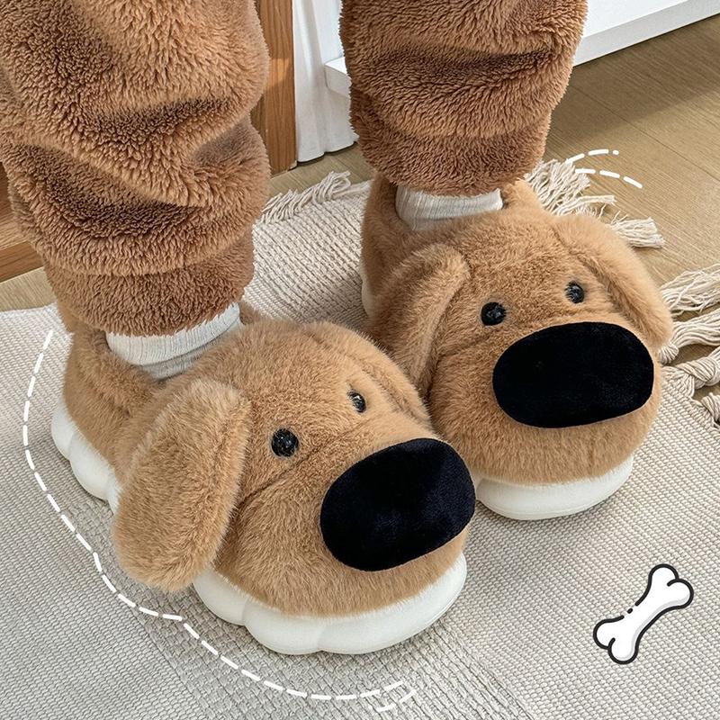 Fashion Winter Warm Cotton Slippers Women Men Platform Shoes Soft Fluffy Plush Thick Sole Slippers Couples Indoor Home Non-slip Slippers