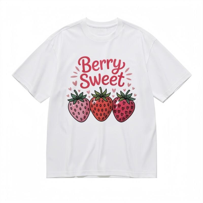 

Women s Trend Breathable Classic T-Shirt Pink Gradient Strawberry Graphic Tee 4XL