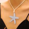 Holiday Starfish Necklace Resin Starfish Pendant Necklace Adjustable String Coastal Necklace for Women Girls Summer Beach