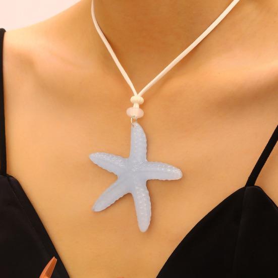 Holiday Starfish Necklace Resin Starfish Pendant Necklace Adjustable String Coastal Necklace for Women Girls Summer Beach