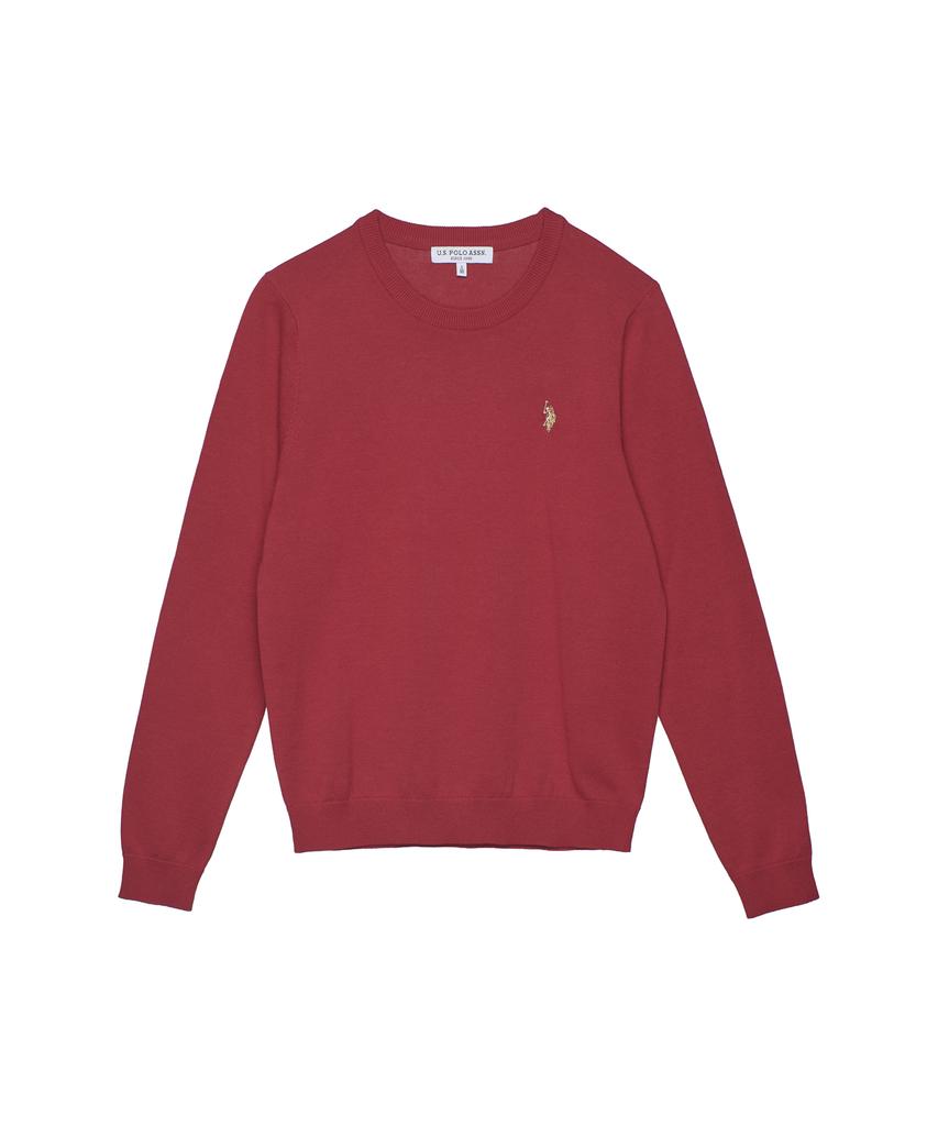 USPOLOASSN 100% Cotton Long Sleeve Round Knit_Red