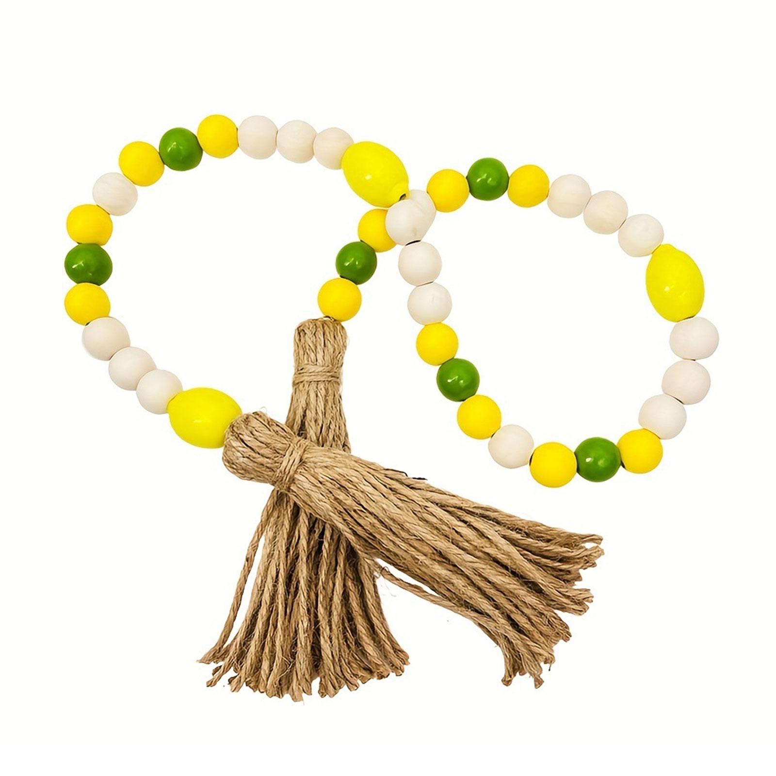 

Гирлянда из бисера из лимонного дерева с кисточками в деревенском стиле. Лимонные деревенские бусины. Летний декор для дома в деревенском стиле. Многоярусный поднос. C