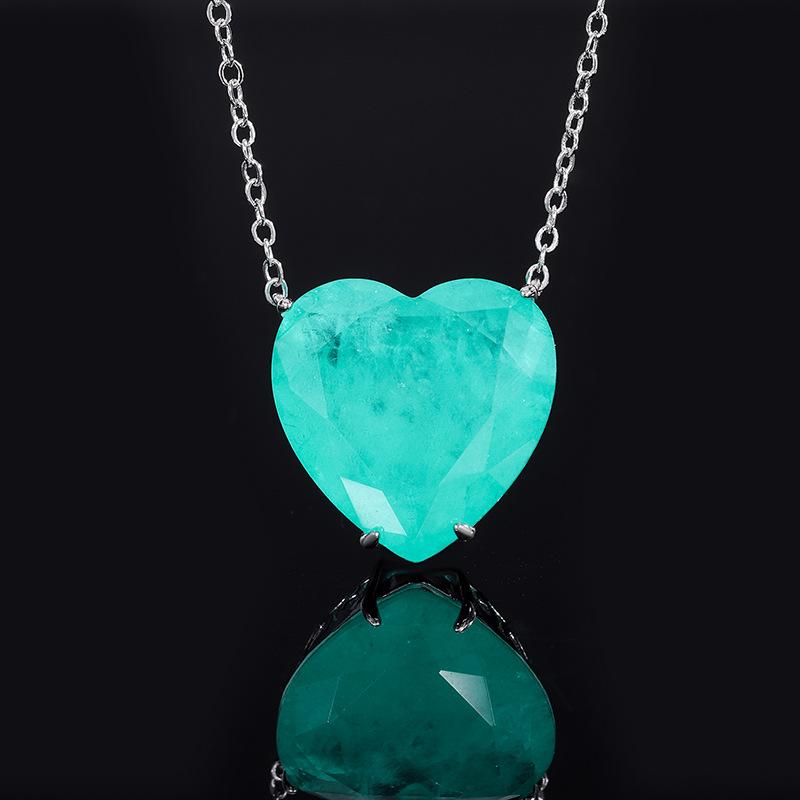 Wind Paraiba Sapphire Pendant Women'S Jewelry Set Emerald Love Necklace Earrings
