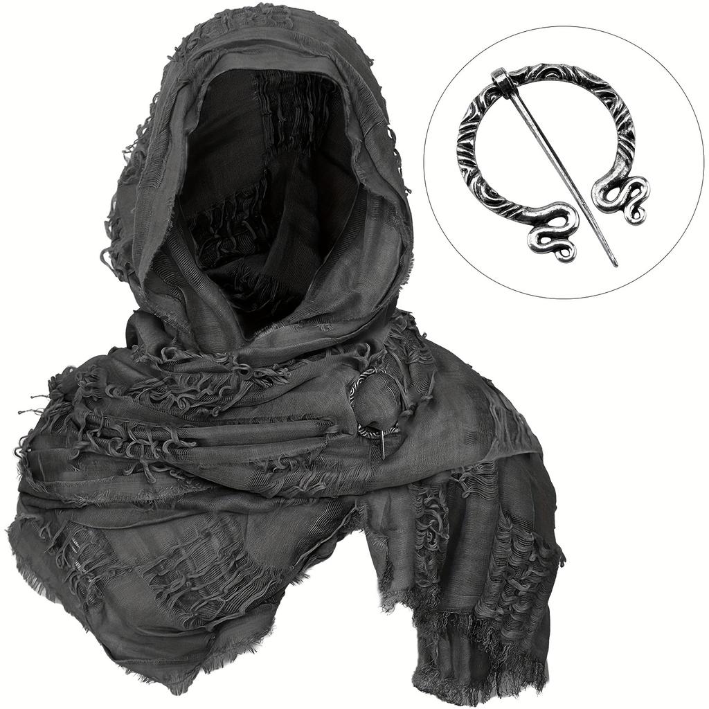 1 Stück Mittelalterlicher Ritter Umhang Halloween Kostüm Polyester Renaissance Kapuzenumhang LARP Cosplay Foto Requisiten Schal Schal