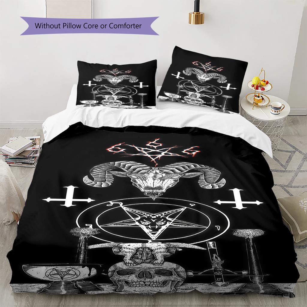 Satan Symbol Pattern Bedding,Quilt Set Quilt Cover Pillowcase Home Birthday Gift (1 * duvet cover + 2 * pillowcase, without core)