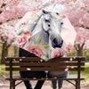 1pc Horse Floral Automatic Folding Umbrella, Heavy Duty 8 Rib Iron Frame,  Suitable for Travel, Daily Use, Birthday, Decor Gift m0104035