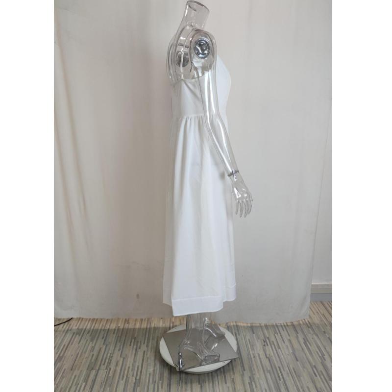 Plus-size Summer Solid Color Dress Summer Sleeveless Square Neck Slim Shirt Big Hem Fashion Loose Beach Party Elegant Dresses Nighty S-3XL