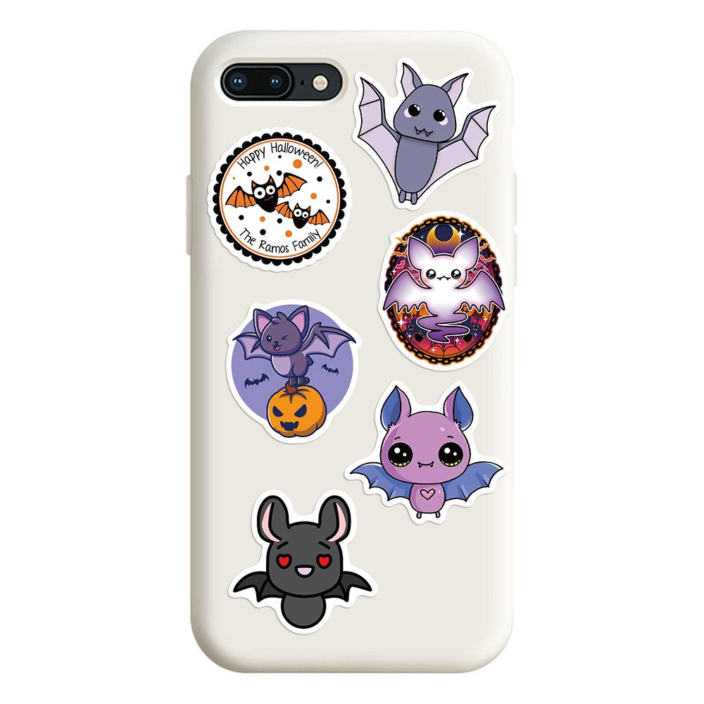 50PCS Halloween Purple Bat Stickers Streetwear Laptop Happy Halloween Elements Harajuku Wall Bar Fashion Living Room Sticker