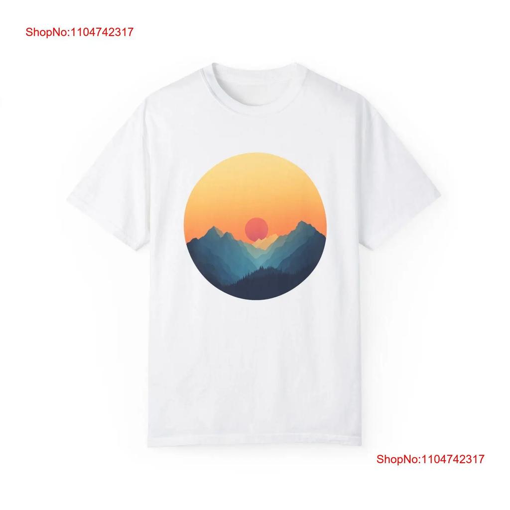 Mountain Sunset T Shirt Nature Landscape Adventure Hiking vintage Washed streetwear Unisex Stretched Stylish Soft graphic homme