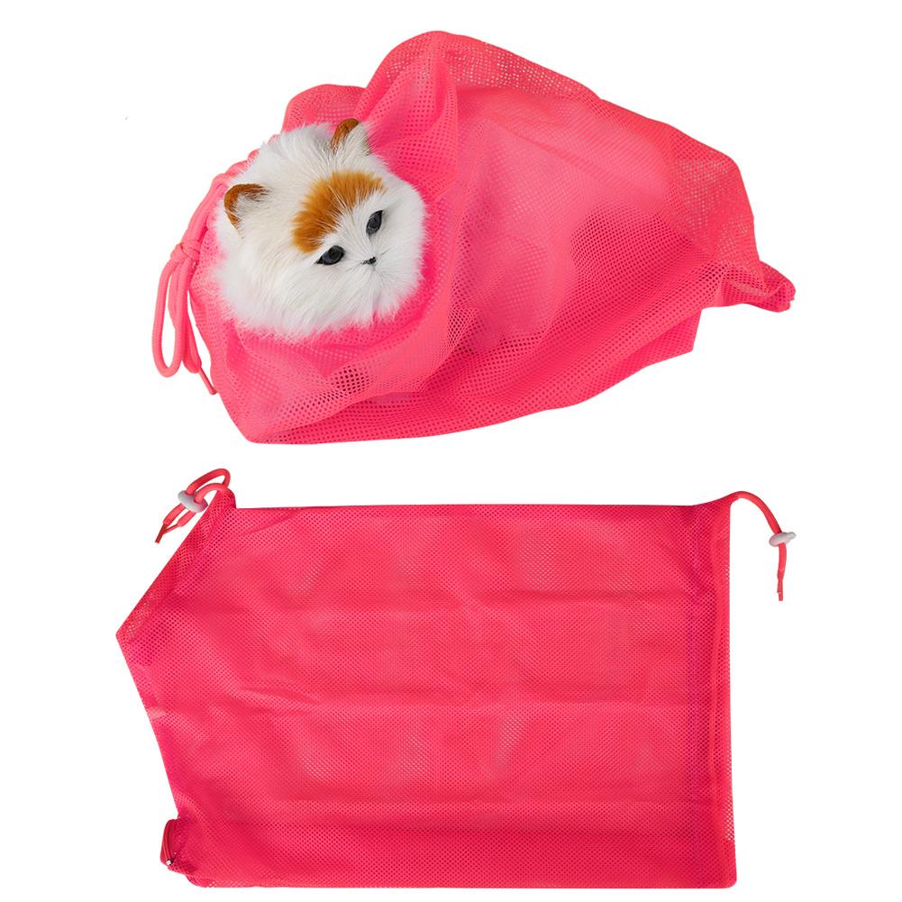 Cat Grooming Bathing Mesh Bag Pet Shower Washing Nails Cutting Ear Cleaning Tool (Yellow)