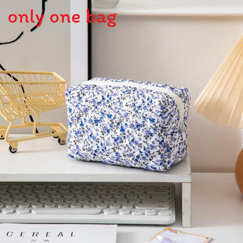 Floral Makeup Bag Large Capacity Organizer With Zipper For Travel And Home Use