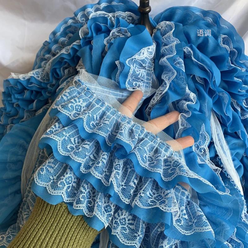 3-layer Lace Ruffle Trim 13cm Wide Mesh Fabric Lace for Lolita Dress Curtain Doll Clothes Sewing Deocr Accessories 3/5/10Meter