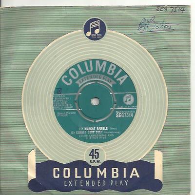7inch Record LOUIS ARMSTRONG & HIS HOT FIVE - Muskrat Ramble SEG7514 Columbia 1954 UK Jazz Used