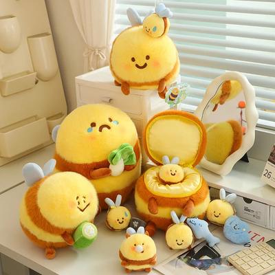 Cute Sha Bee Plush Toys Pendant Stuffed Cai Bee Plush Super Soft Honey Jar Plush Doll Bed Sleep Pillow Birthday Gifts for Kids