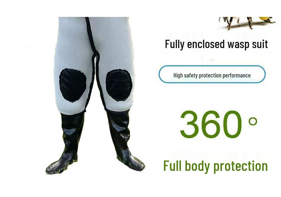 3D Breathable Wasp Protection Suit with Full Body Enclosed Mask for Hornet Safety