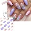 24 Pcs Short Ballerinas Press On Nail 3D Flowers False Nail Acrylic Nail Glossy Full Cover Stick on Nail for Woman