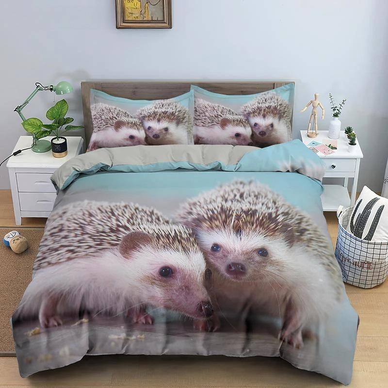 Povlečení s motivem ježka, královská 3D sada s krásnými zvířaty pro děti, teenagery a dospělé, povlečení s divokou zvěří, povlak na polštář, dárky pro děti