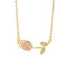 Women's Elegant Tulip Necklace High-End Zircon Flower Pendant Stainless Steel Light Luxury Jewelry Gift