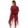 Copricostume da Donna con Nappe Sarong da Spiaggia Vestito Lungo da Spiaggia Pizzo Floreale Kimono Bikini Copricostume