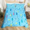 Tennis Court Print Duvet Cover Set,Boys Sports Games Themed Comforter Cover,Yellow Tennis Racket Sporting Equipment Bedding Set