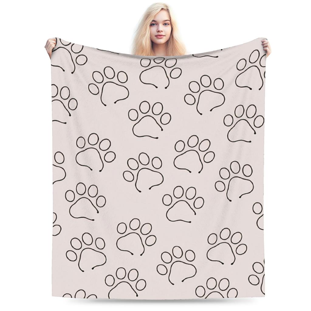 Dog Paw Print and Bone Blanket Quality Soft Warm Throw Blanket Winter Children Home Decor Pattern Bedspread