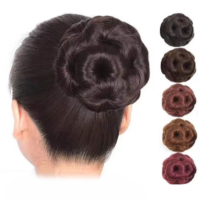 Synthetischer Haarknoten Neun Blumen Knospe Perücke Tasche Haarspangen für Frauen Pferdeschwanz Kralle Clip Lebensechtes Haarteil Styling Werkzeuge