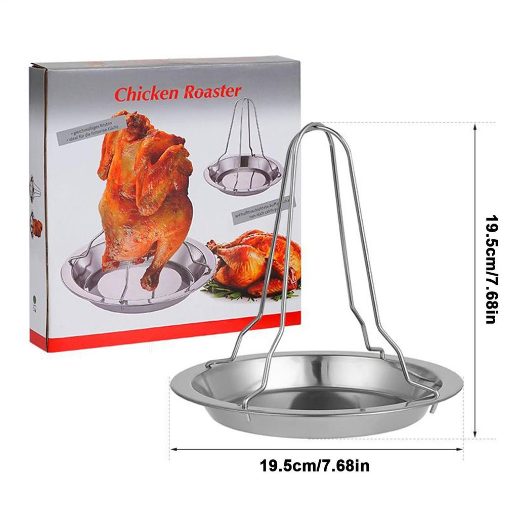 Stainless Steel Roasting Chicken Rack Large Outdoor Chicken Oven Stand Vertical Non-Stick Folding Duck Rack Chicken Grill Stand