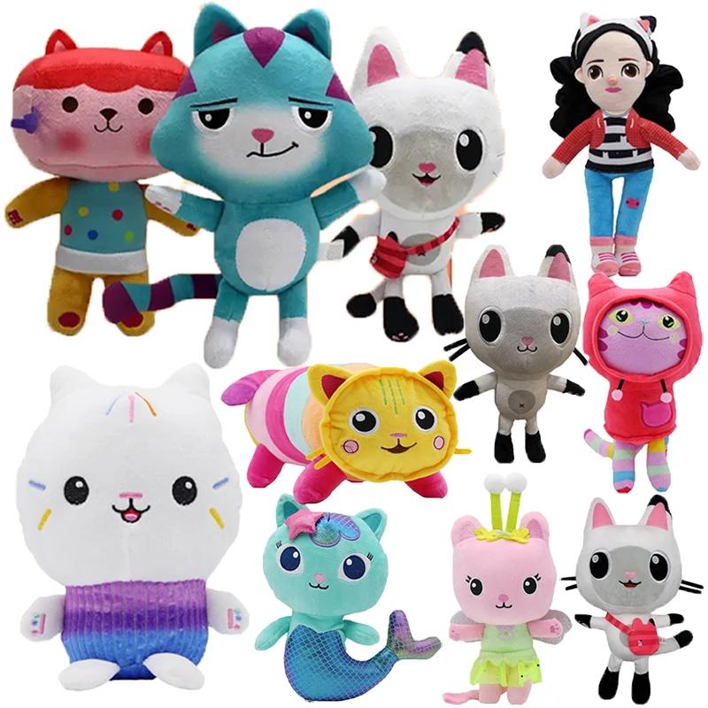 Anime Gabby's Dollhouse Plush Toy Mercat Cartoon Stuffed Animals Smiling Cat Car Cat Hug Gaby Girl Plushie Dolls Christmas Gifts