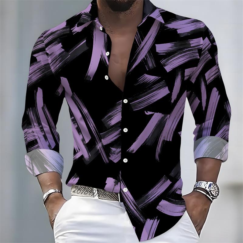 2026 New Men's Shirt Fashion Printed Long Sleeve Shirt Trendy Collar Single breasted Fashion Casual Men's Top S-6XL